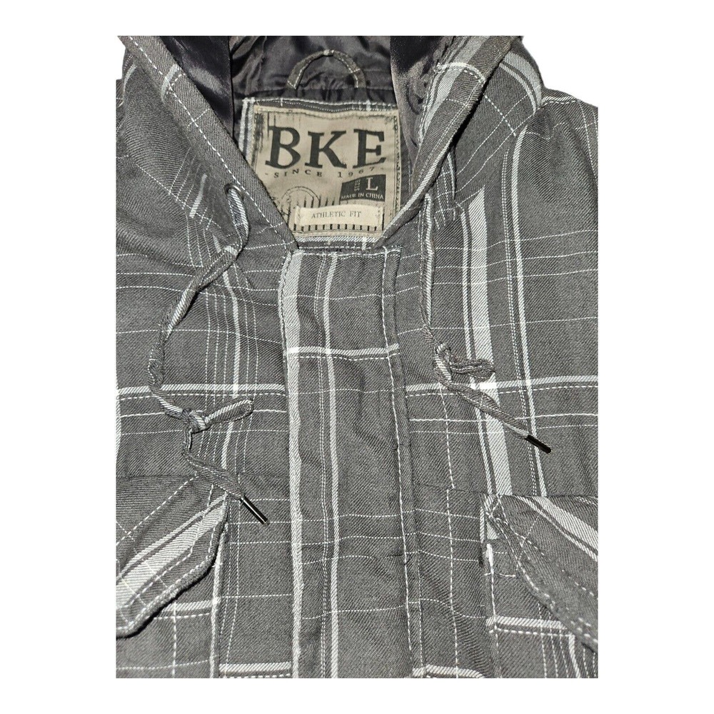 BKE Coat Large Men's Tartan Plaid Heavy Hooded Drawstring Hipster Preppy - Picture 4 of 15